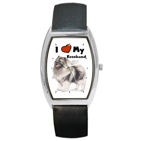 I Love My Keeshond Barrel Style Metal Watch