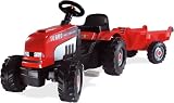 Smoby - Plein Air - Tracteur Turbo injection 2002 rouge - Grand modele à remorque - 033335