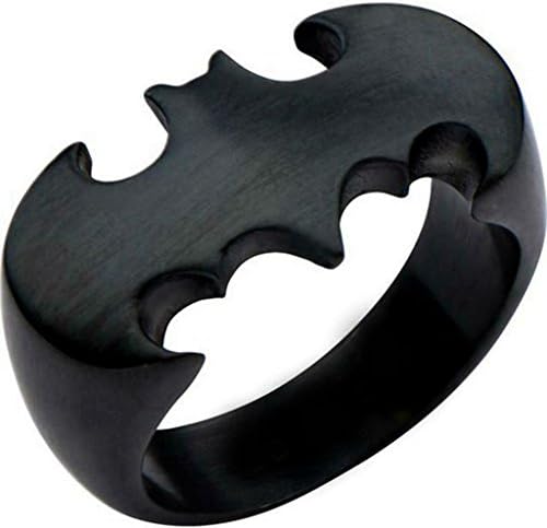 Size 5-15 Black Stainless Steel Batman Superhero Ring (9)