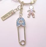 Christening Gift By Russ Berrie Blue Diamante Nappy Pin