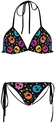 TBeautty Custom Women Multicolor Skulls And hearts Sexy Two Piece Bathing Suit Bikini Swimsuit
