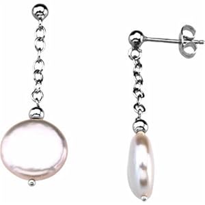 Freshwater Cultured White Coin Pearl Earrings