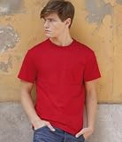 FRUIT OF THE LOOM POCKET T SHIRT - 5 COLOURS S-XXL