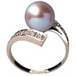 Twilight Reunion Lavender Cultured Pearl Cubic Zirconia Platinum Overlay Sterling Silver Ring