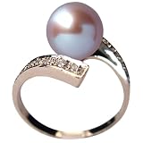 Twilight Reunion Lavender Cultured Pearl Cubic Zirconia Platinum Overlay Sterling Silver Ring