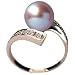 Twilight Reunion Lavender Cultured Pearl Cubic Zirconia Platinum Overlay Sterling Silver Ring