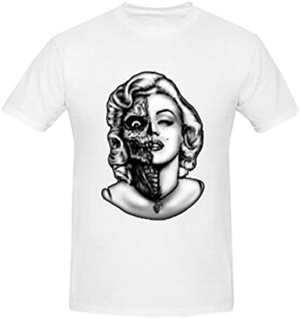 XML Marilyn Monroe in Blonde Bombshell Half human skull men's tshirt White 3XL