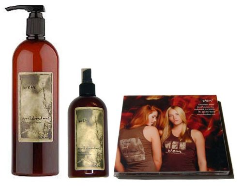 WEN Hair care:WEN Sweet Almond Mint Cleansing Conditioner 32 Oz and Wen Sweet Almond Mint Replenishing Treatment Mist 12 Oz and an Instructional DVD Images