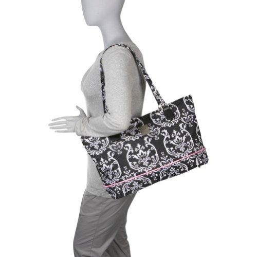 Jenni Chan Damask Computer Tote (Black Pink) Jenni Chan Damask Computer Tote (Black Pink)