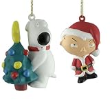 Set of 2 Family Guy Brian & Stewie Christmas Ornaments