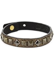 Streets Ahead 3/8" Italian Bronze Leather with Studs with Skinny Cuff Bracelet