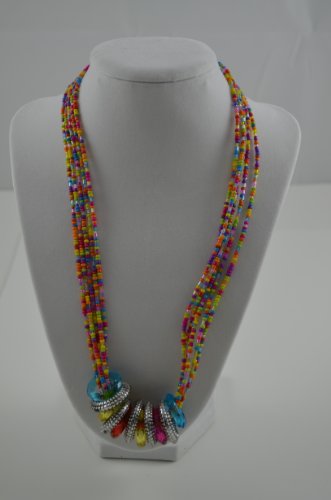 Necklace Multi Strands with Silver Rings MULTI colors 3 extensions