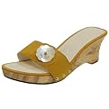 Women's Journee Collection Slide Sandal with Faux Mother of Pearl Flower - Tan
