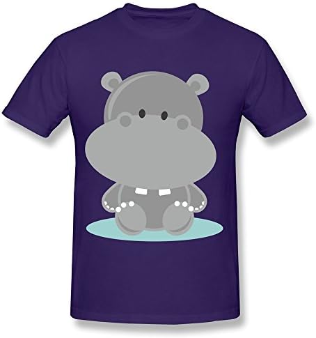 Leapens Men's Casual Round Neck Baby Hippo T-Shirt Purple US Size XS