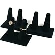 3 Black Velvet Double Ring Showcase Countertop Displays