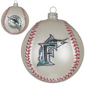 Florida Marlins MLB Glass Baseball Ornament (3