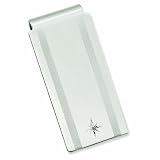 Rhodium-Plated Star .001ct Diamond Hinged Money Clip