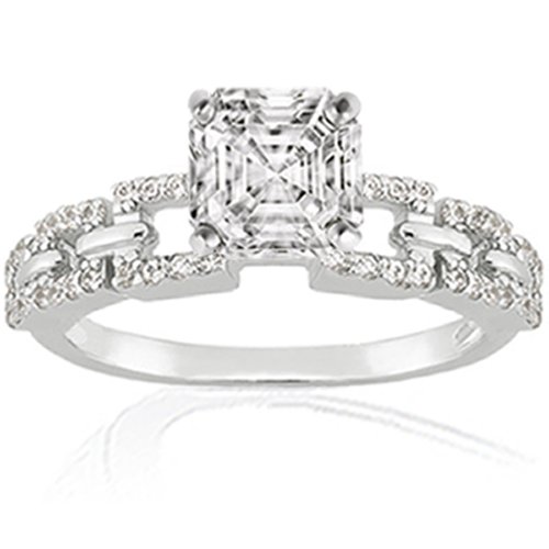 0.65 Ct Asscher Cut Diamond Engagement Ring FLAWLESS GIA