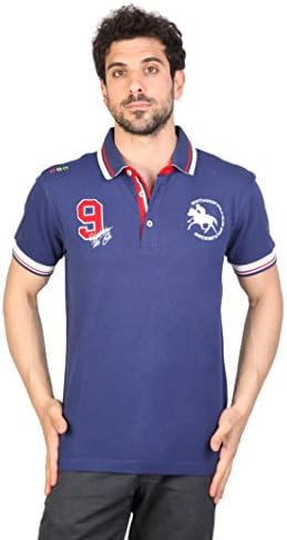 Huntington Polo Club Mens Gothard Casual Short Sleeve Cotton Polo Shirt (S) (Bright White/Dark Blue)