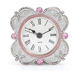 Product details for Pink Austrian Crystal Pewter Desk Clock