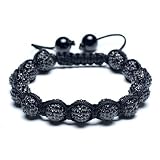 Bling Jewelry Unisex Black Shamballa Bracelet Swarovski Crystal Beads 10mm