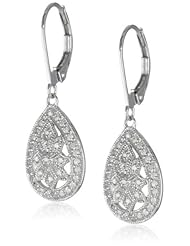 10k White Gold Filigree Teardrop Diamond Earrings (1/4 cttw, I-J Color, I2-I3 Clarity)