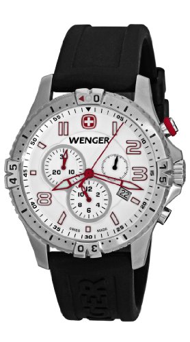 Wenger Men's 77050 Squadron Chrono White Dial Rubber Strap Watch