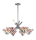 6 Light Chandelier In Polished Chrome And Creme White Glass