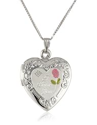 Sterling Silver Diamond Engraved with "I Love You" Heart Locket Necklace, 18"
