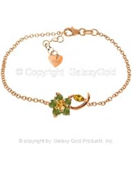 Single Flower Bracelet with Peridots and Citrines in 14k Rose Gold