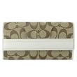 Coach Signature Khaki/White Leather Trimmed Wallet 42818