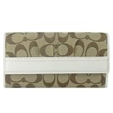 Coach Signature Khaki/White Leather Trimmed Wallet 42818