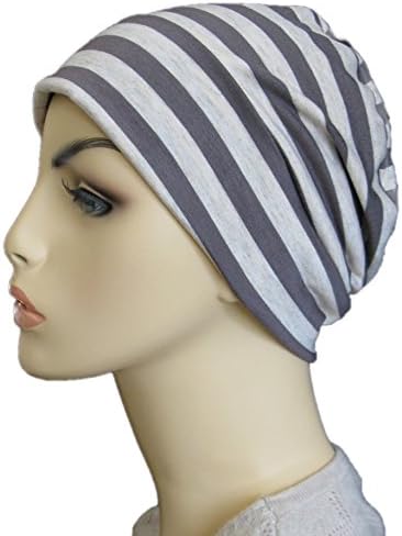 All Things Blooming Women's Umber Brown and Oatmeal Stripe Bamboo Beanie Hat