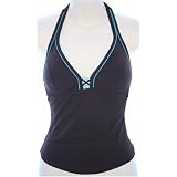 Profile by Gottex Women's Swimwear Separates Tops/Tankinis - Brown with Blue Striping - Size 8