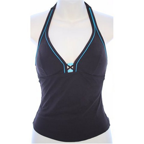 Profile by Gottex Women's Swimwear Separates Tops/Tankinis - Brown with Blue Striping - Size 8