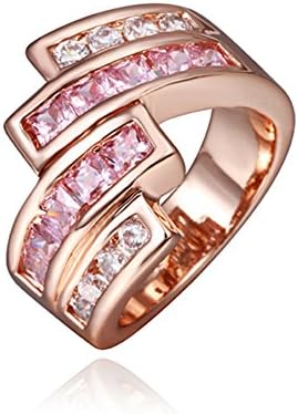 LZL Jewelry Women's 18K Rose Gold Plated Crystal Cubic Zirconia Bypass Ring Size 8