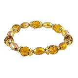 Bracelet - B40 - Faceted Fire Polished Glass and Faceted Glass Beads - Stretch ~ Topaz
