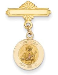 14k Saint Lucy Medal Pin