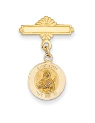14k Yellow Gold Saint Lucy Medal Pin