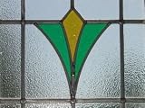 Art Deco Stylized Goldenrod Flower Antique Stained Glass