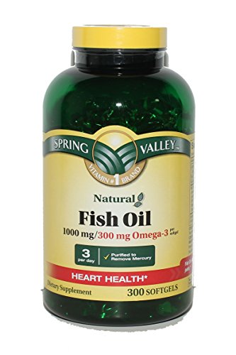 Spring Valley Fish Oil Supplement - 1000 mg, 300mg Omega-3, 300 Softgels Spring Valley Fish Oil Supplement - 1000 mg, 300mg Omega-3, 300 Softgels