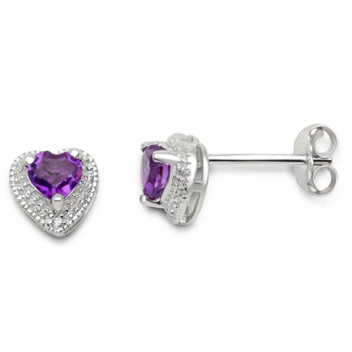 Miore Damen-Ohrstecker 9 Karat Wei&szlig;gold Amethyst Herz Brillant MT032E Preisvergleich