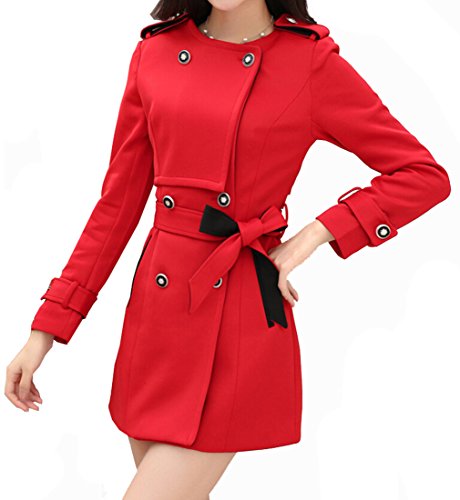 Blueblue Sky Women's Elegant Woolen Overcoats with Belt#9060
