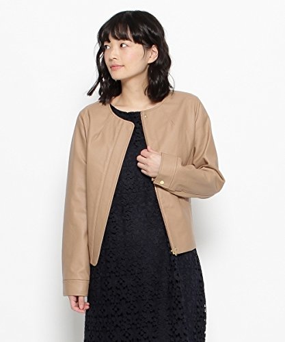 SOUP(スープ)ノーカラーレザー調ジャケット