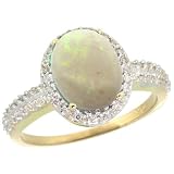 10k Gold ( 10x8 mm ) Halo Engagement Opal Ring w/ 0.198 Carat Brilliant Cut Diamonds & 1.41 Carats Oval Cut Stone, 1/2 in. (12mm) wide, size 10
