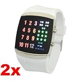 Luxury Watches:Neewer 2x Multicolor UNISEX LUXURY BINARY FASHION 29 LED DIGITAL WRIST WATCH
