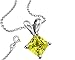 FANTOM Yellow Cubic Zirconia Necklace Pendant with 18 Inch Rolo Chain in 925 Sterling Silver