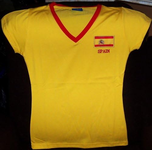 2010 WORLD CUP LADIES SPANDEX STRETCH SPAIN SOCCER TSHIRT SIZE XL
