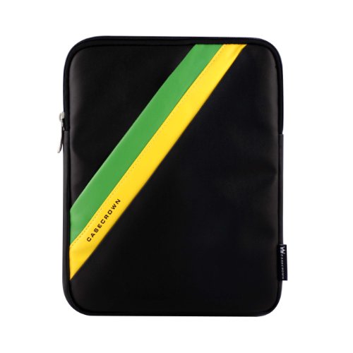 CaseCrown Dual Slash Synthetic Leather Sleeve Case (Green/Yellow Stripe) for Apple iPad 2 WiFi/3G 16GB, 32GB, 64GB (Newest Version)