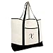 DALIX Monogram Bag Personalized Totes For Women Open Top Black Letter X